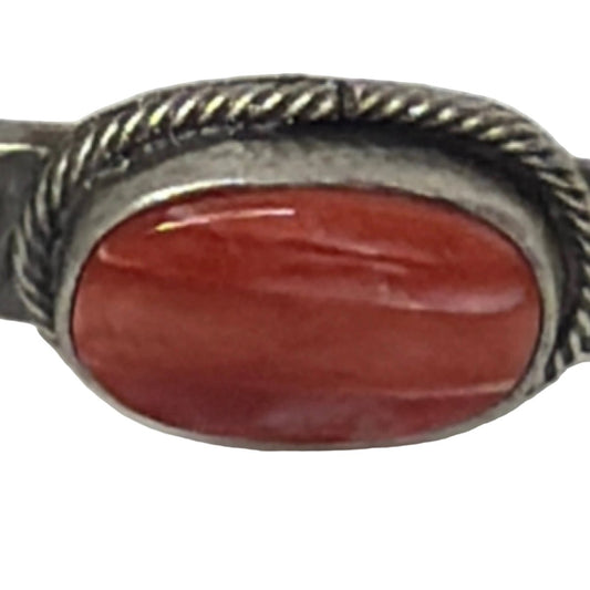 Pueblo Cuff, Orange Spiny Oyster, Danny Henio - Turquoise Mustang