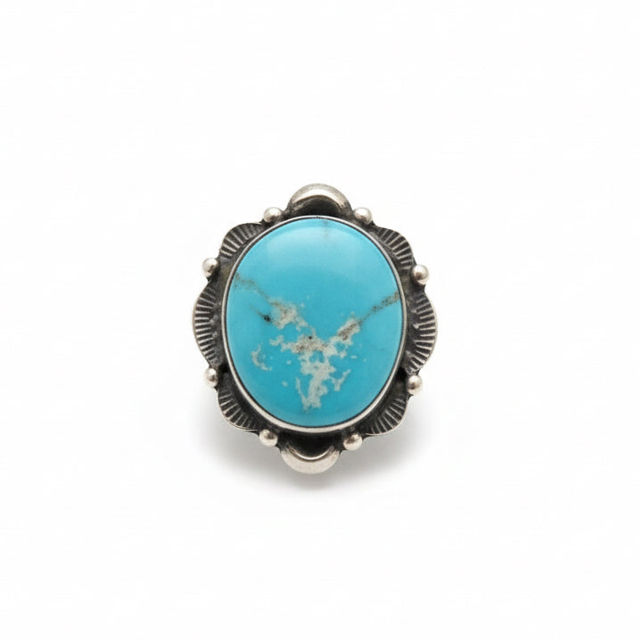 Ring Tia Long Adjustable Natural Kingman - Turquoise Mustang