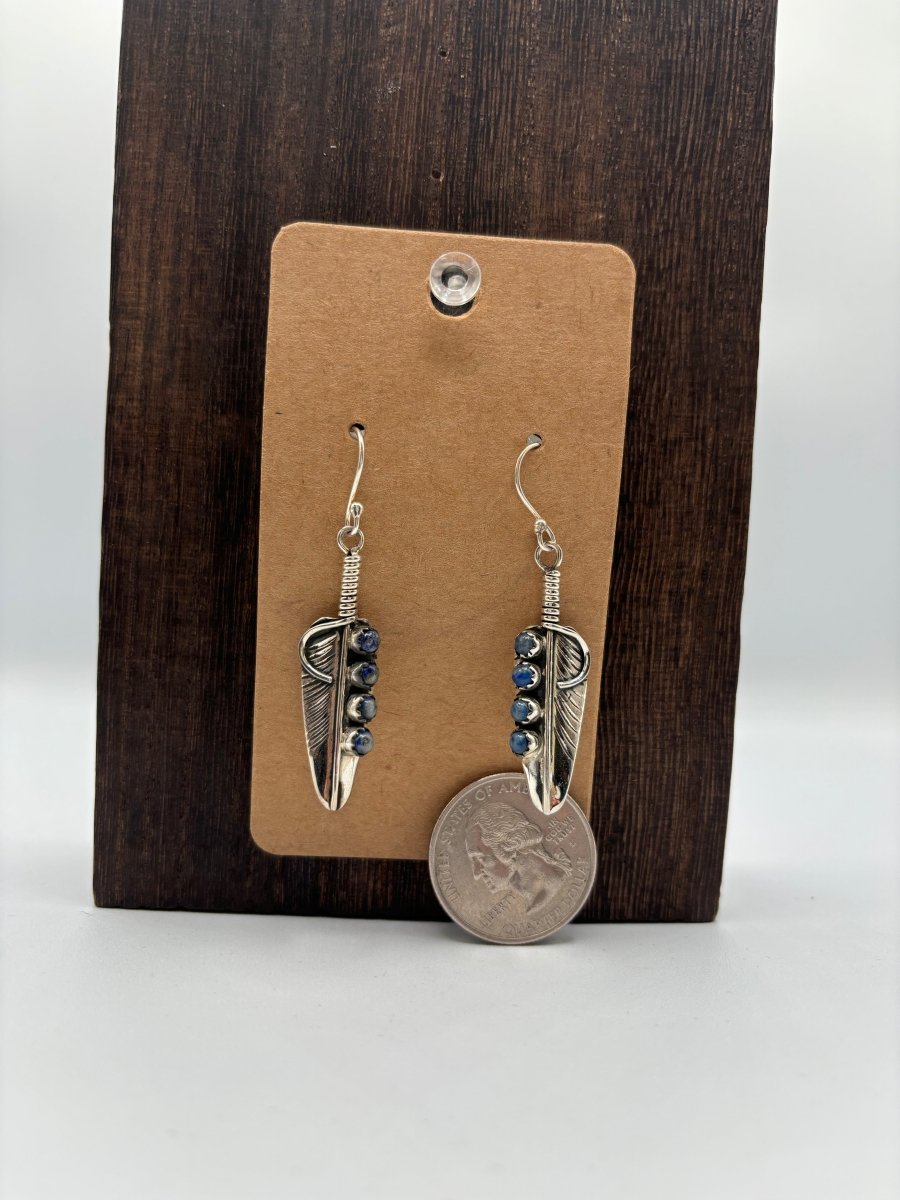 The Cattail Feather Earrings - Turquoise Mustang