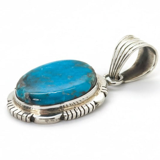 The Calendula Pendant in Premium Kingman - Turquoise Mustang