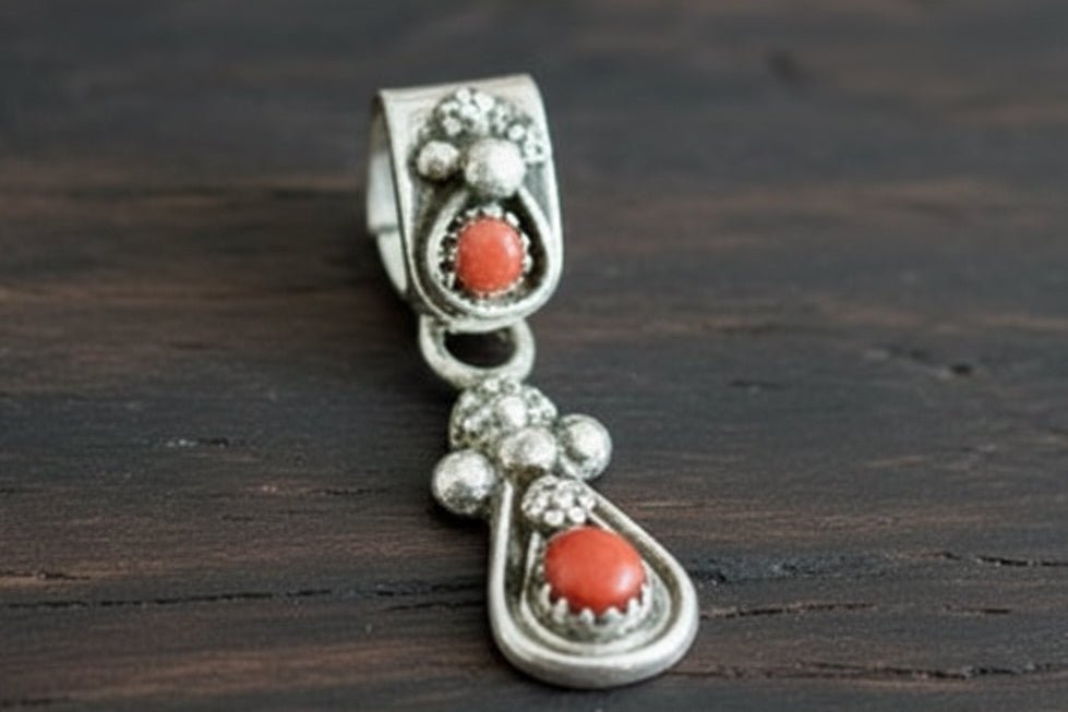 Pendant, Small Turquoise or Coral, with Stone on Bale - Turquoise Mustang