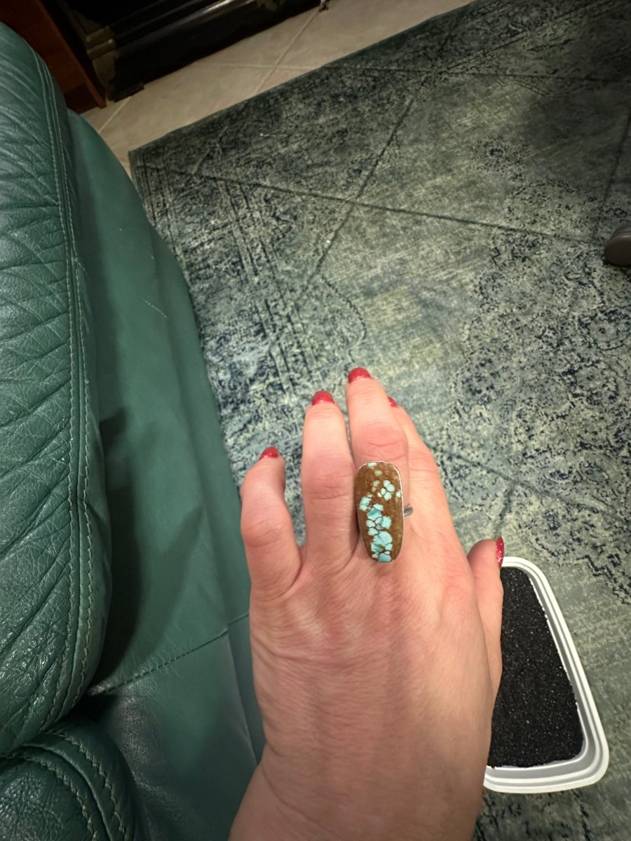 Large Freeform 8 Turquoise Ring - Turquoise Mustang