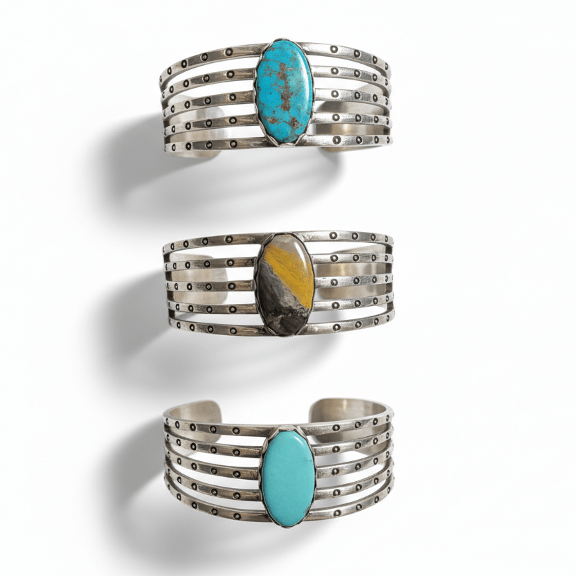 Stampede Extra - Large Men’s Single Stone Cuff Bracelet, Bumblebee Jasper — by TM - Turquoise Mustang