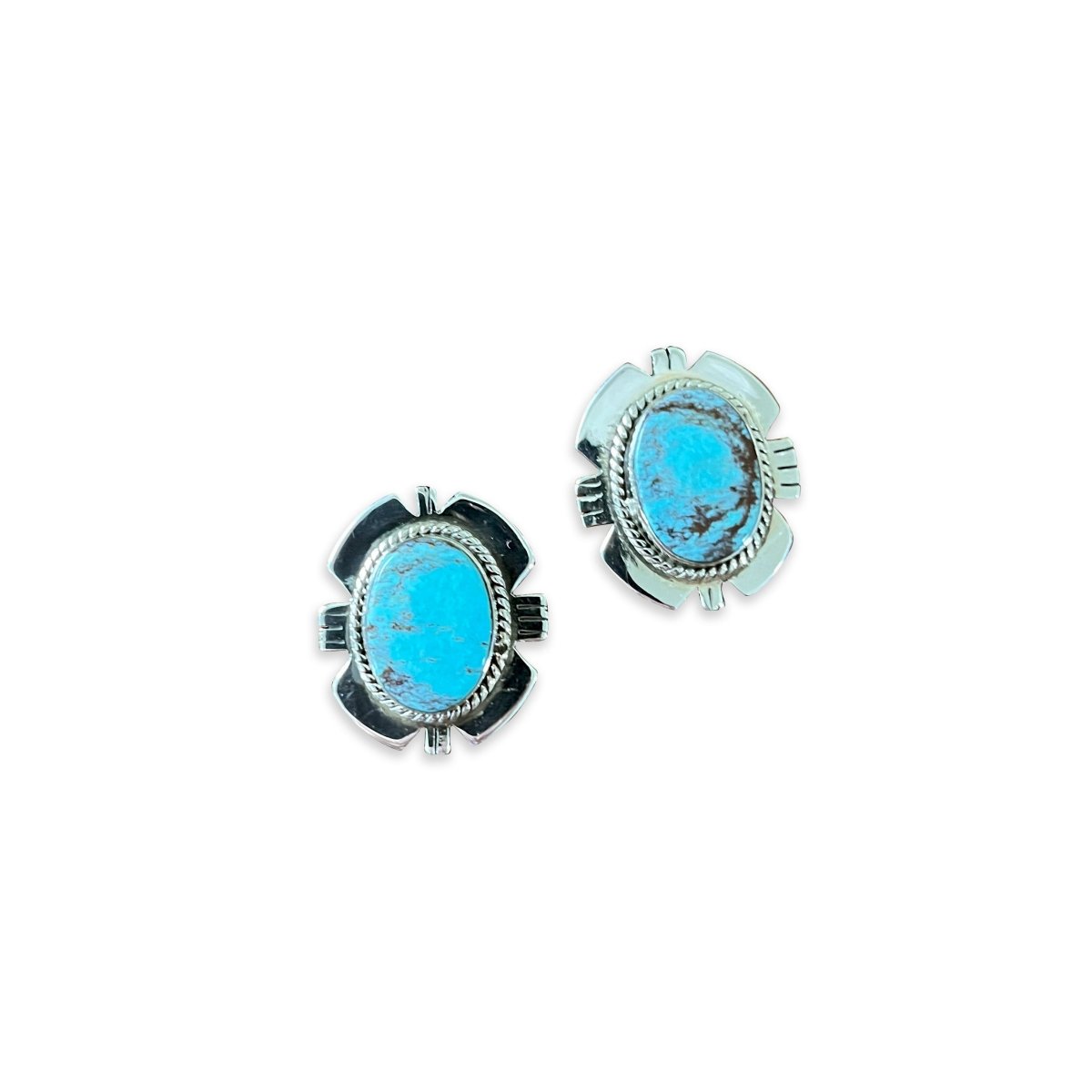 The Orchid Filework Stud Earrings - Turquoise Mustang