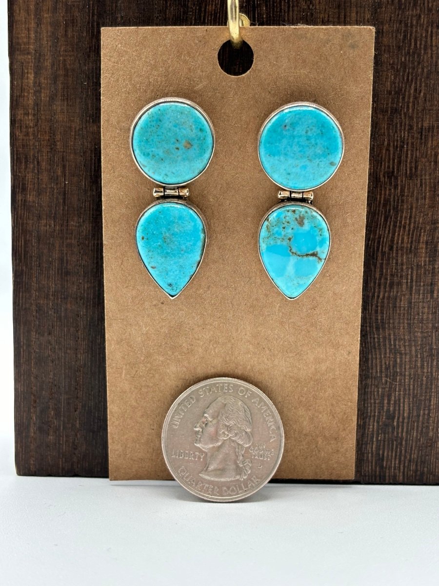 The Verbena Hinged Post Earrings - Turquoise Mustang
