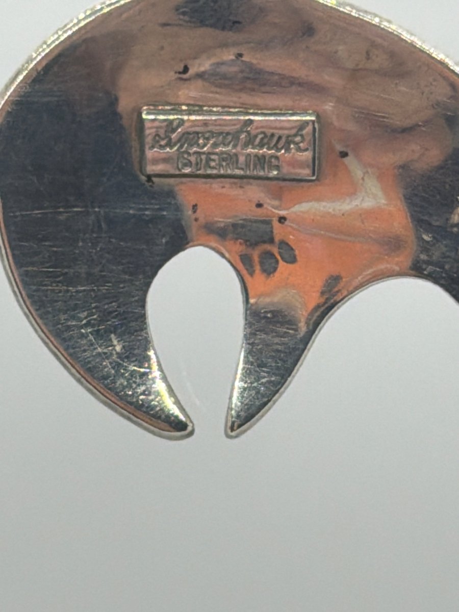 Sterling Silver Spirit Bear Pendant, Allison Snowhawk - Turquoise Mustang
