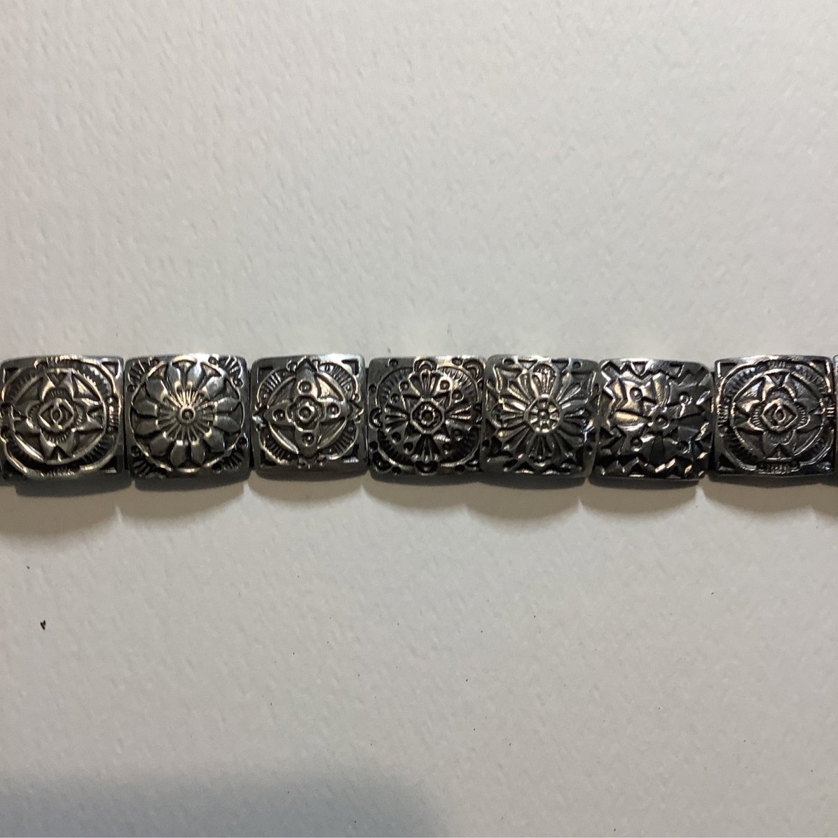 Bracelet, Leather w/ Large square conchos, DD - Turquoise Mustang