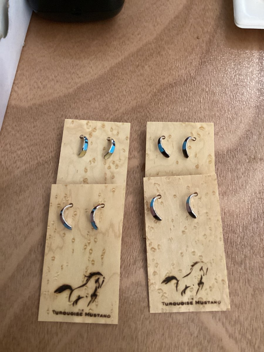 Earrings Half Hoop, Multi Color, Barbara Etsate - Turquoise Mustang
