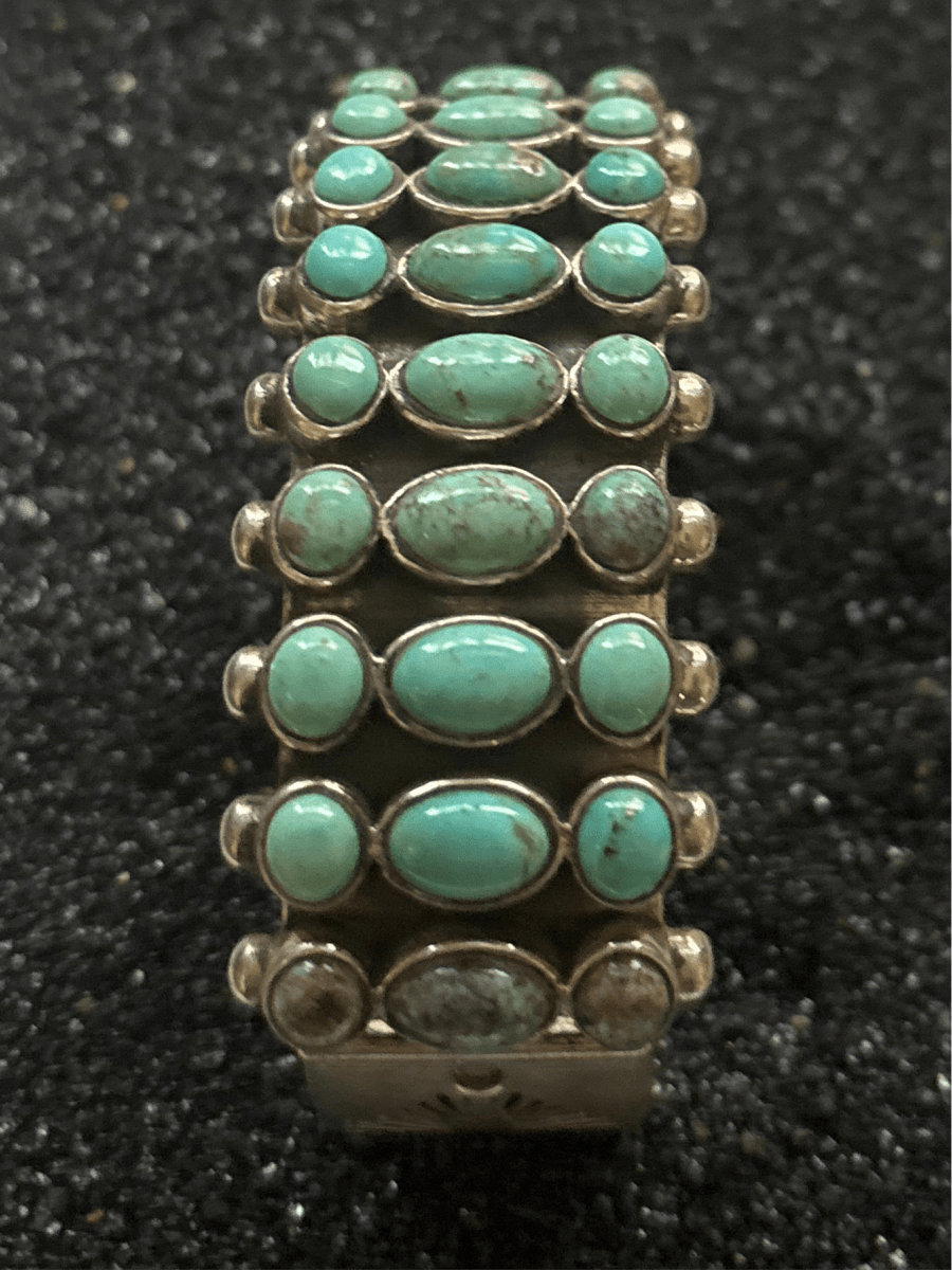 Payson Extra Large Mens 27 Stone Cuff by TM - Turquoise Mustang
