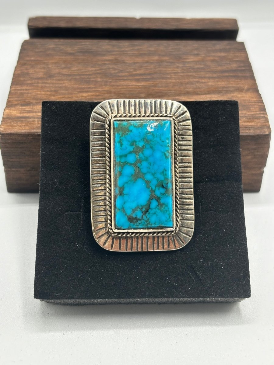 The Phoenix Adjustable Square Ring - Turquoise Mustang
