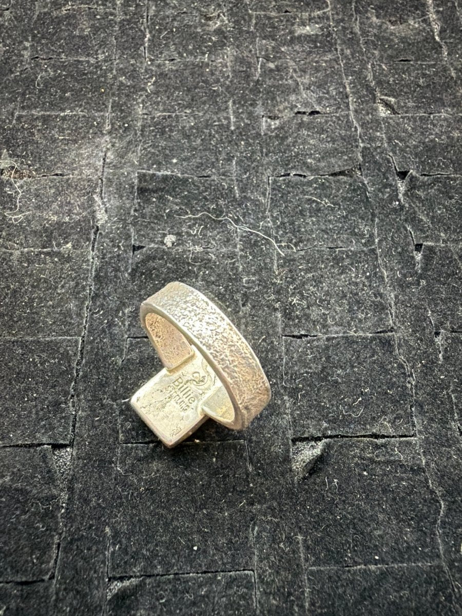 Rectangular Multi - Stone Inlay Ring with Tufa Cast Shank, Size 10.75 Stewart Billie - Turquoise Mustang