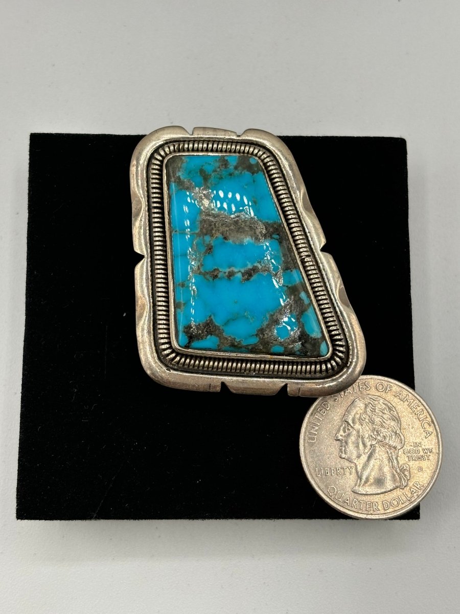 The Denver Rhombus Adjustable Ring - Turquoise Mustang