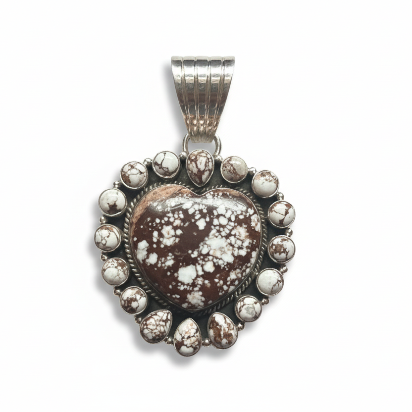 The Marguerite Daisy Heart Cluster Pendant - Turquoise Mustang