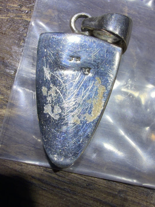 Vintage Zuni-Style Cobalt Blue Inlay Sterling Silver Tapered Shield Pendant - Turquoise Mustang