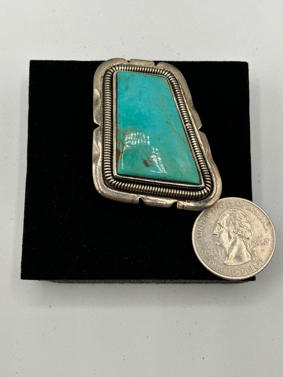 The Denver Rhombus Adjustable Ring - Turquoise Mustang