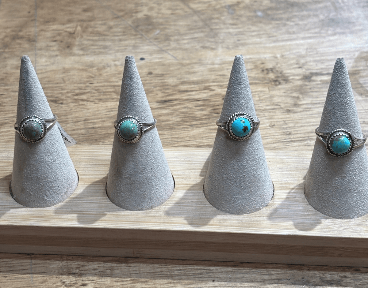 Assorted Round Turquoise Rings by Ester White - Turquoise Mustang
