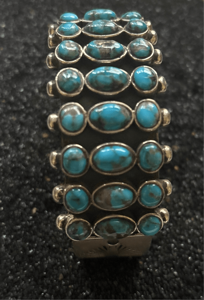 Payson Extra Large Mens 27 Stone Cuff by TM - Turquoise Mustang