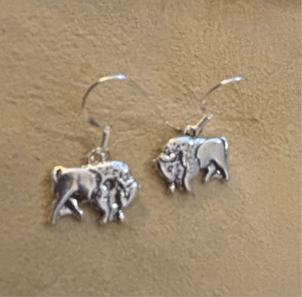 Earring, Silver Bear Dangle - Turquoise Mustang