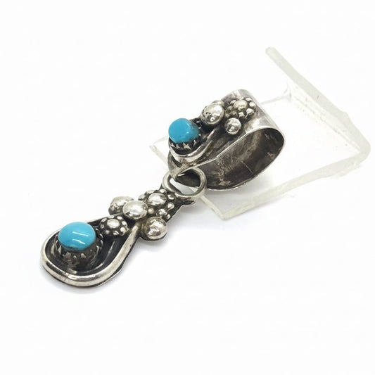 Sterling Silver and Coral Drop Pendant, Vivionita Booqua - Turquoise Mustang