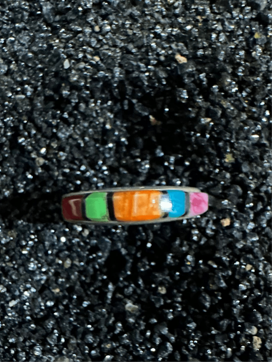 Traditional Design Navajo Multi - stone Band - Turquoise Mustang