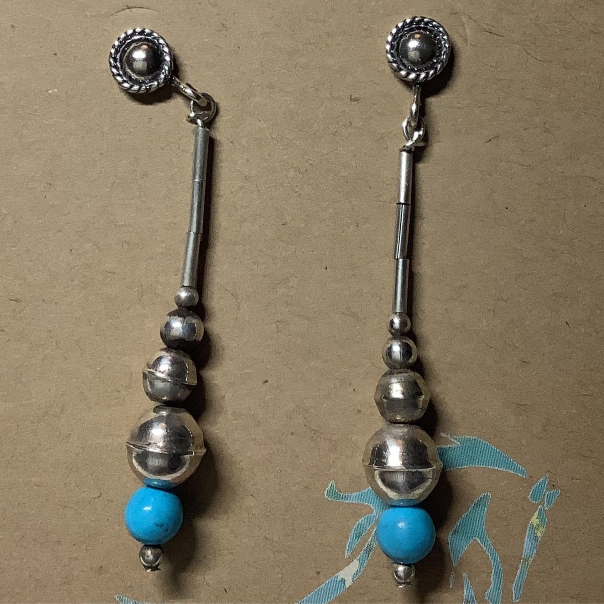 Earrings, Antique N - Pearls, SB Beads, Turquoise Mustang - Turquoise Mustang