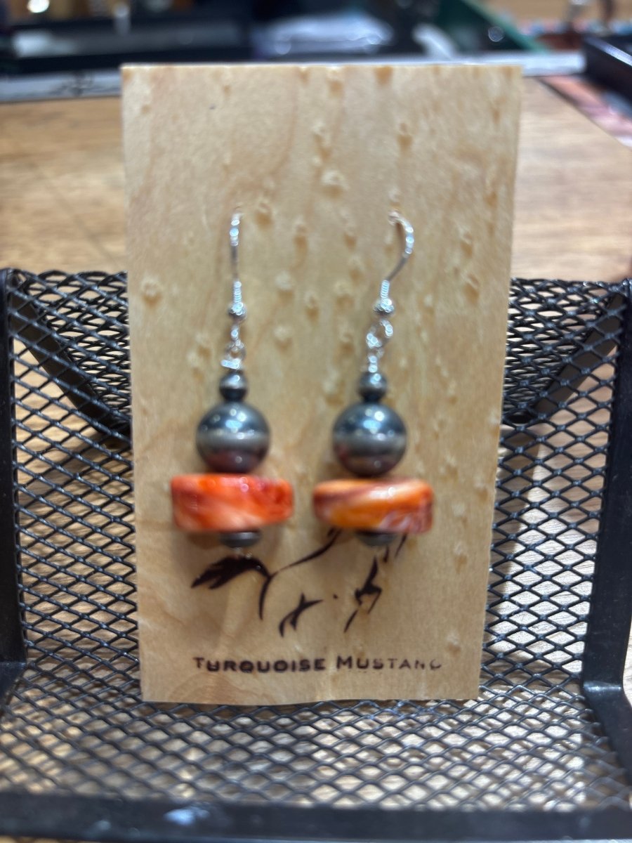 Assorted Beaded & Navajo Pearl Earrings - Turquoise Mustang