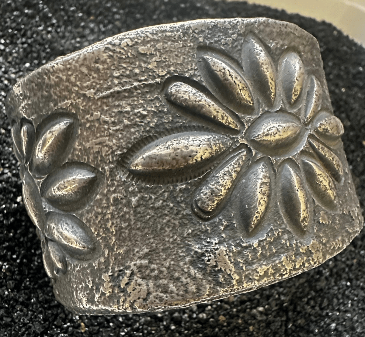 Tufa Cast Repoussé Blossom Cluster Cuff – Stewart Billie (Navajo) - Turquoise Mustang