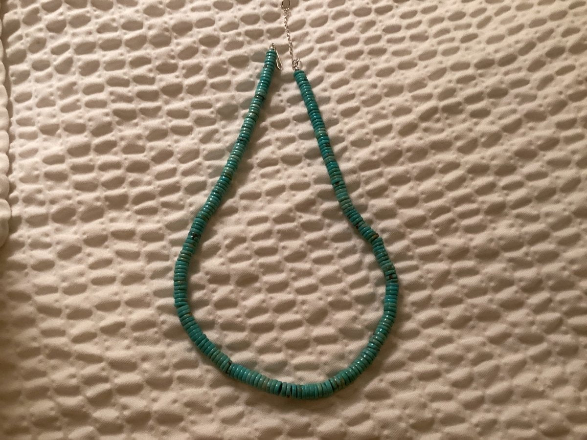 18" 6mm Rondelle Turquoise Necklace - Turquoise Mustang