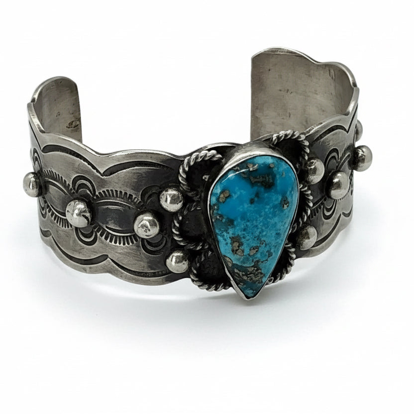 Teardrop Shaped Sonoran Gold Stone Cuff by Chimney Butte - Turquoise Mustang