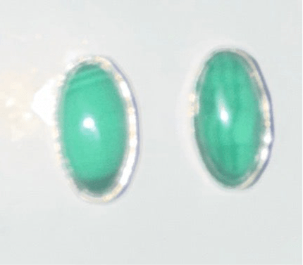 Earring, simple oval malachite studs - Turquoise Mustang