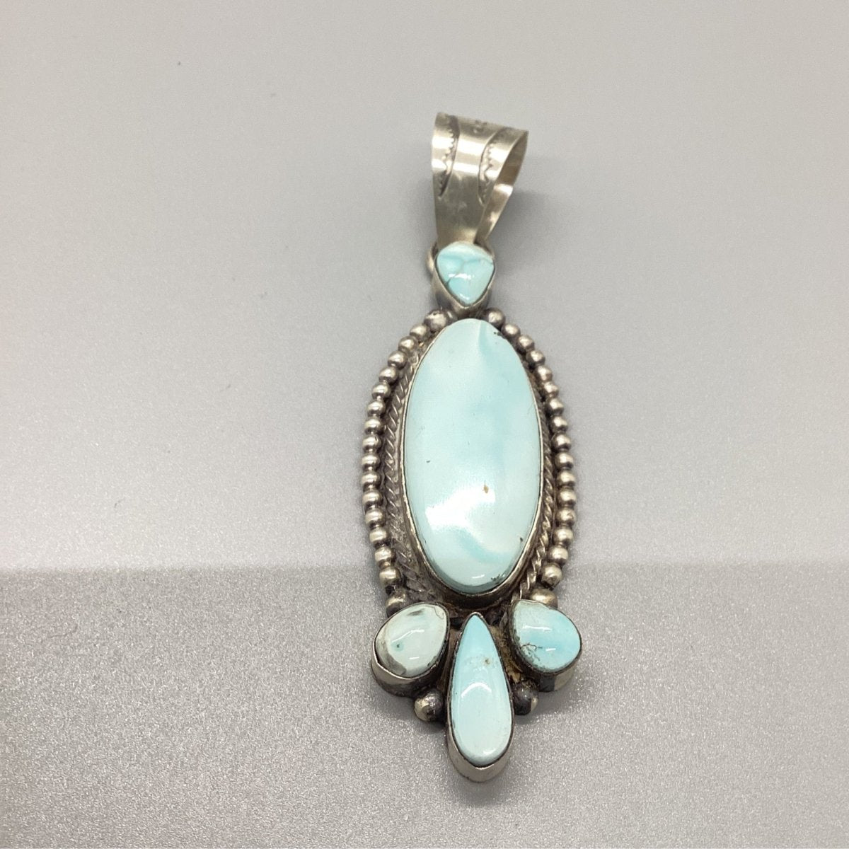 5 - Stone Dry Creek Turquoise Cluster Pendant by P. Johnson - Turquoise Mustang