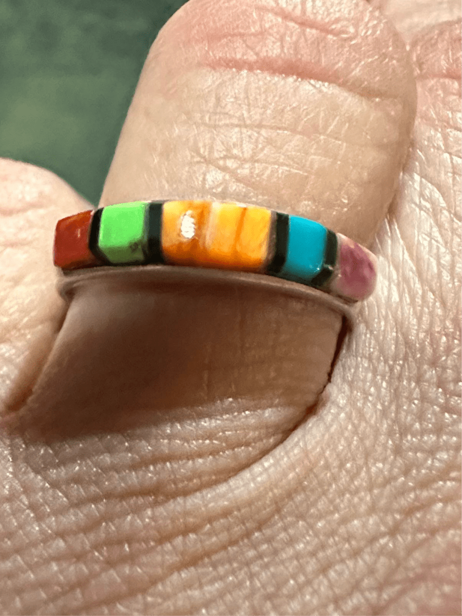 Traditional Design Navajo Multi - stone Band - Turquoise Mustang