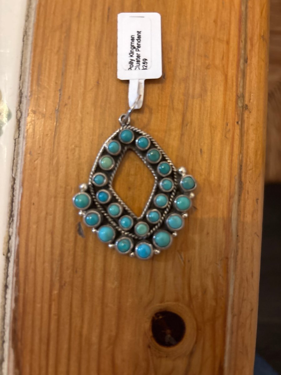 23 - Stone Teardrop Turquoise Cluster Pendant - Turquoise Mustang