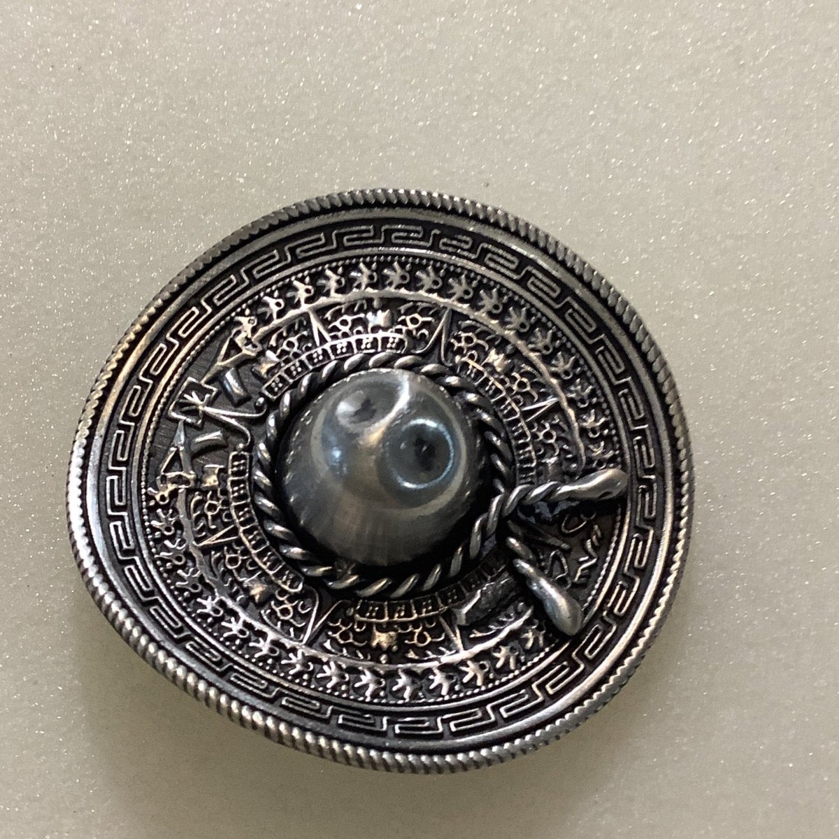 Ring, All Silver, Large Sombrero, DD - Turquoise Mustang