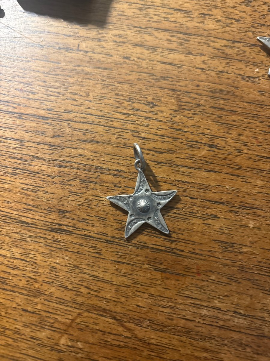 Pendant, Charm, Variety of All Silver Stars, DD - Turquoise Mustang