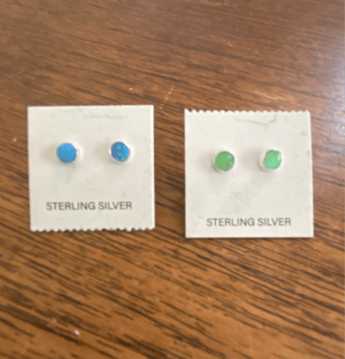 Tiny Round Lab Opal Studs - Turquoise Mustang