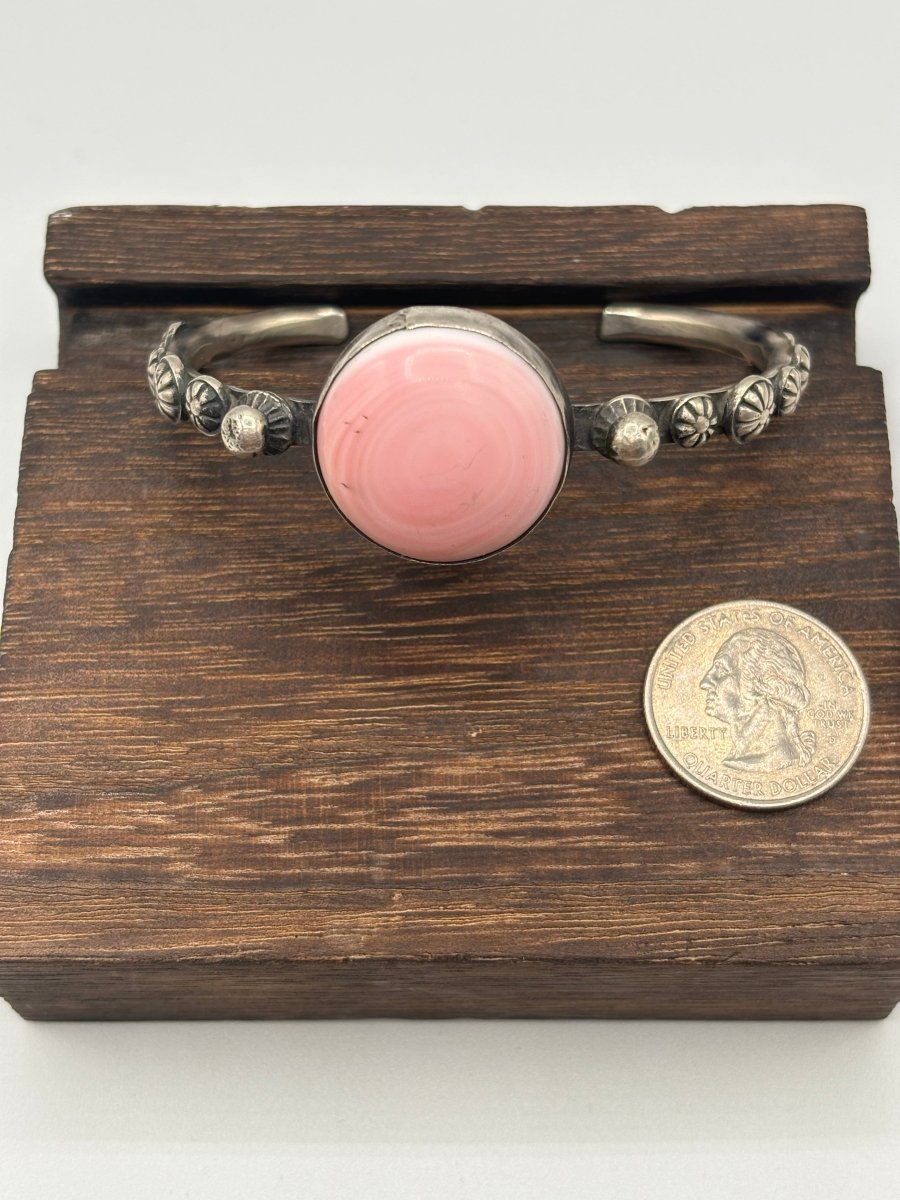 Petite Pink Queen Conch Cuff by Chimney Butte – Sand Cast Sterling Silver - Turquoise Mustang