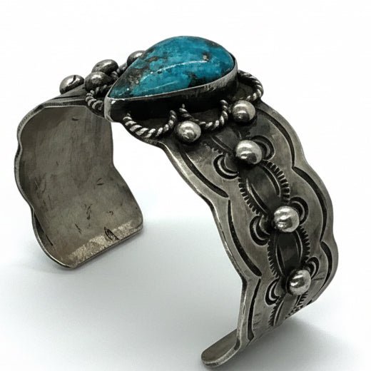 Teardrop Shaped Sonoran Gold Stone Cuff by Chimney Butte - Turquoise Mustang