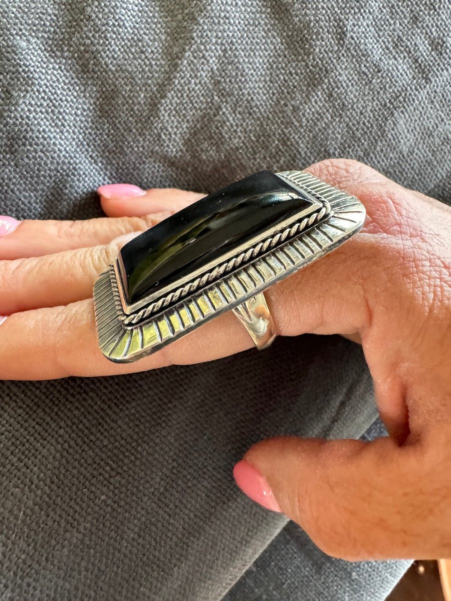 The Phoenix Adjustable Square Ring - Turquoise Mustang