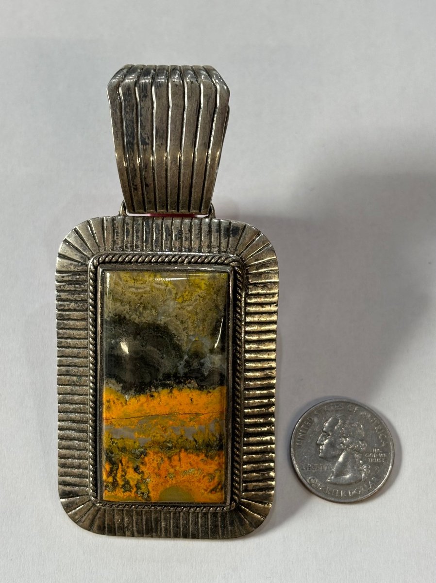 The Vegas Baby Rectangular Pendant - Turquoise Mustang