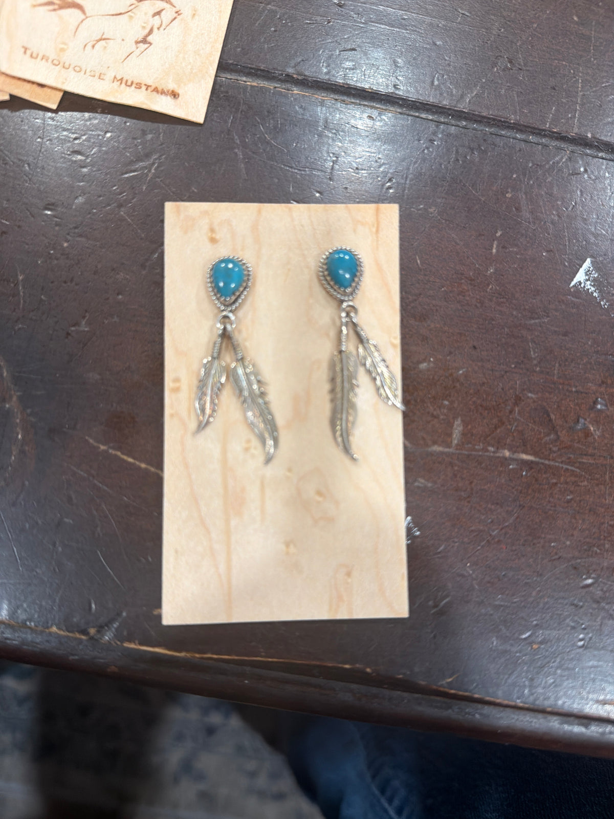 Deep Green Earrings with Feathers