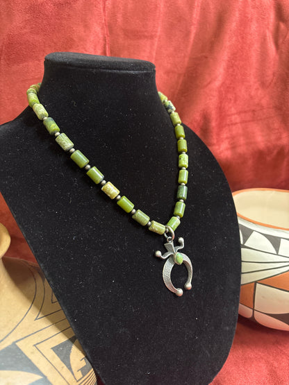 18” Green Jade & Turquoise Naja Necklace