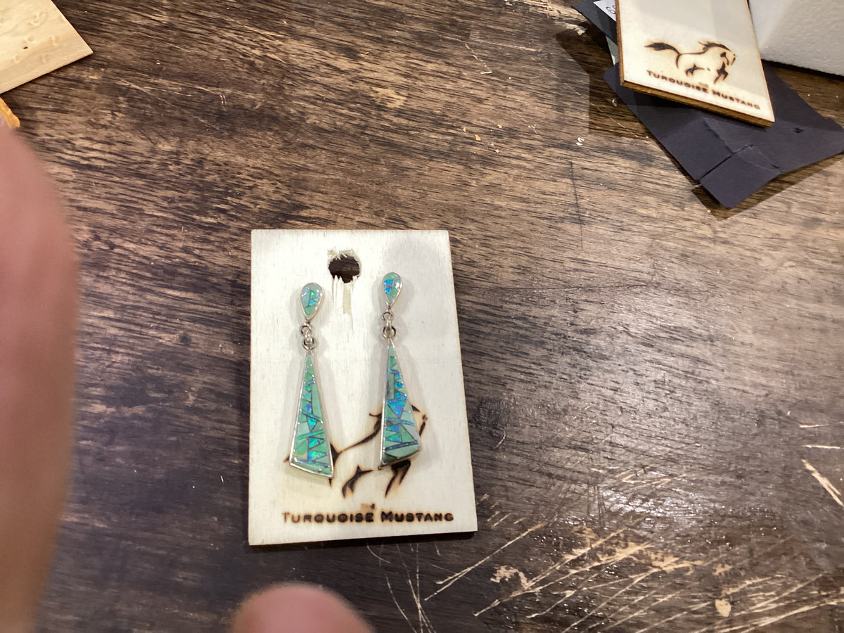 Variscite and Green Opal Dangle Earrings