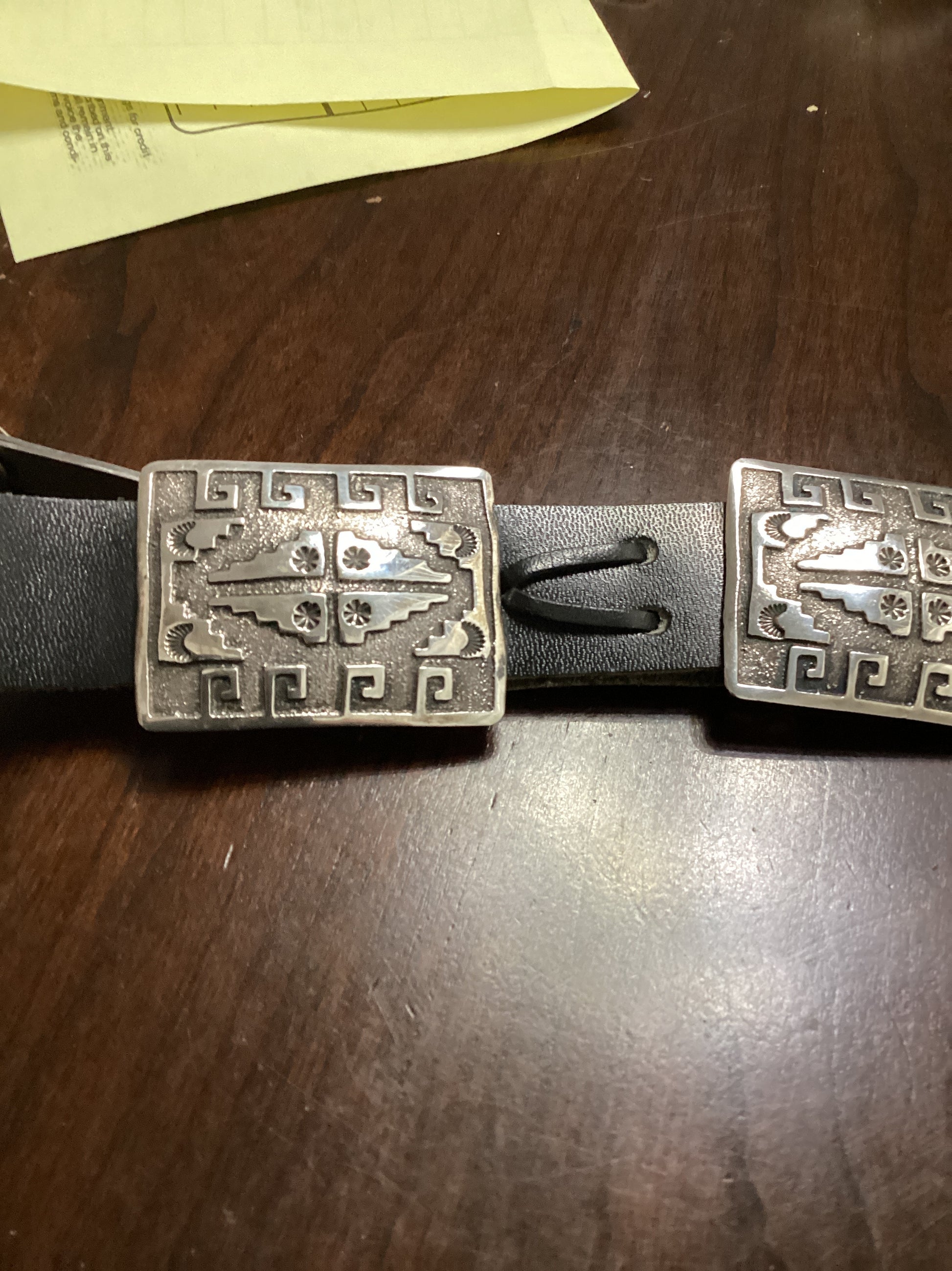 Concho belt, all silver tufa cast and stamped concho, Sandoval crafted from Sterling Silver, an exquisite Misc Accessories designed by Turquoise Mustang.
