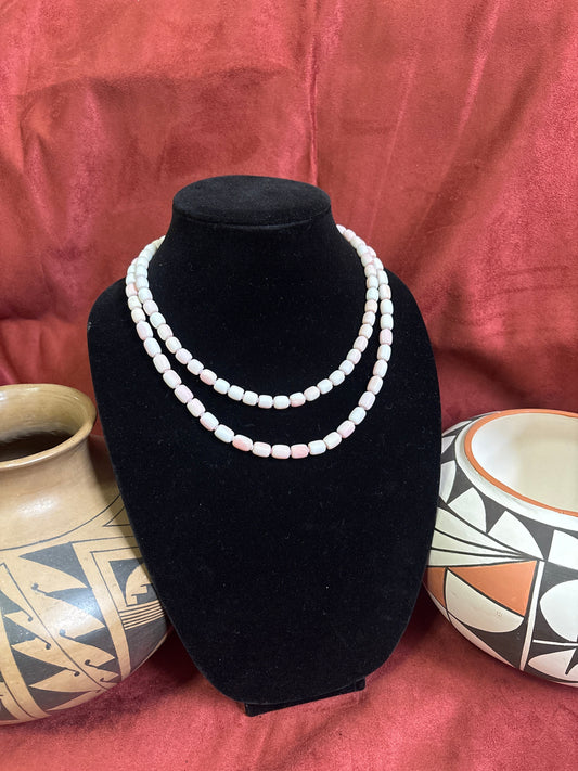 18” (19”) Pink Conch Barrel Bead Necklace