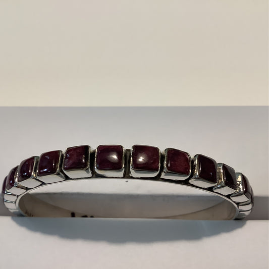 Bangle, Large Square Purple Spiny Oyster, 27 stone, DD (1) (1) crafted from Sterling Silver, an exquisite DD Bangles designed by Turquoise Mustang.