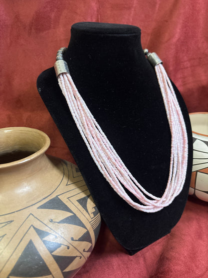 25” Pink Conch Heishi Statement Necklace