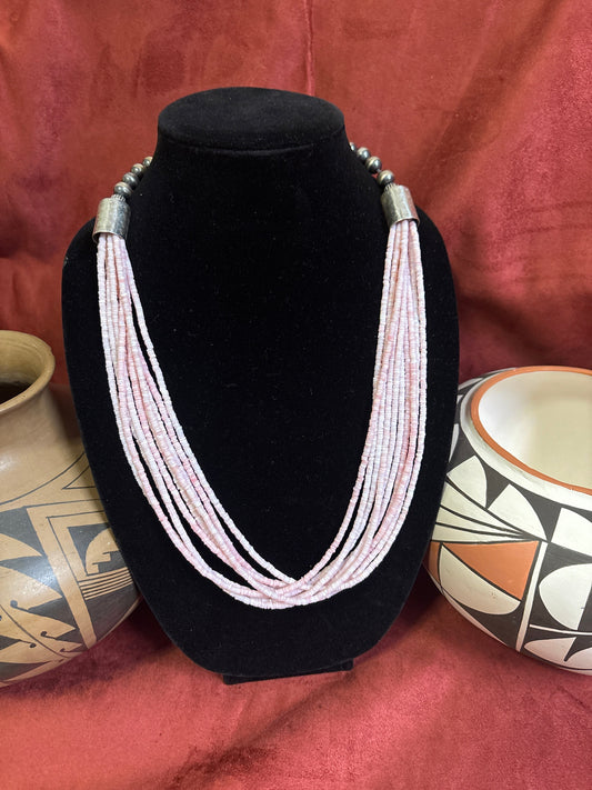 25” Pink Conch Heishi Statement Necklace
