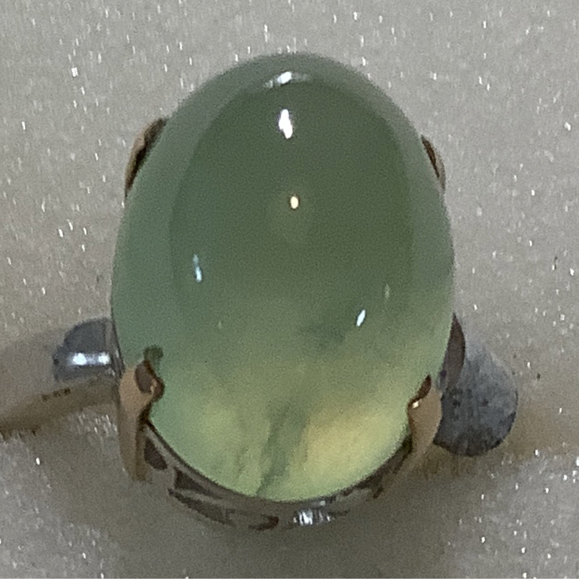 Ring, Prehnite, Silver and gold, Oval Tourmalinated Prehnite, 4 prong gallery, DD (1) crafted from Sterling Silver, an exquisite Dan Dodson Rings designed by Turquoise Mustang.