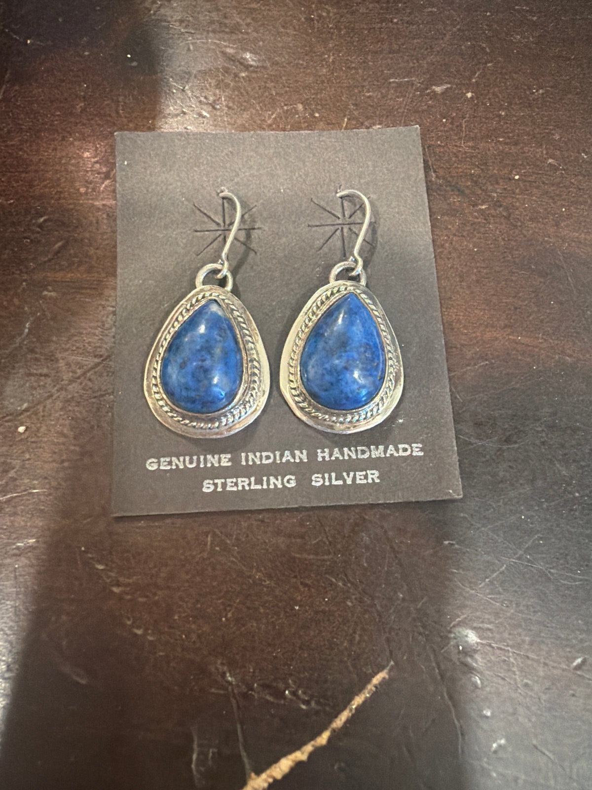 Medium Blue Lapis Teardrop Dangle Earrings